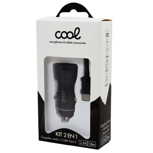 Cargador Coche Cable Tipo C (2 x Usb) - COOL