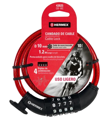 CANDADO DE CABLE 10MM X 1.20M CON COMBINACION CB-10C