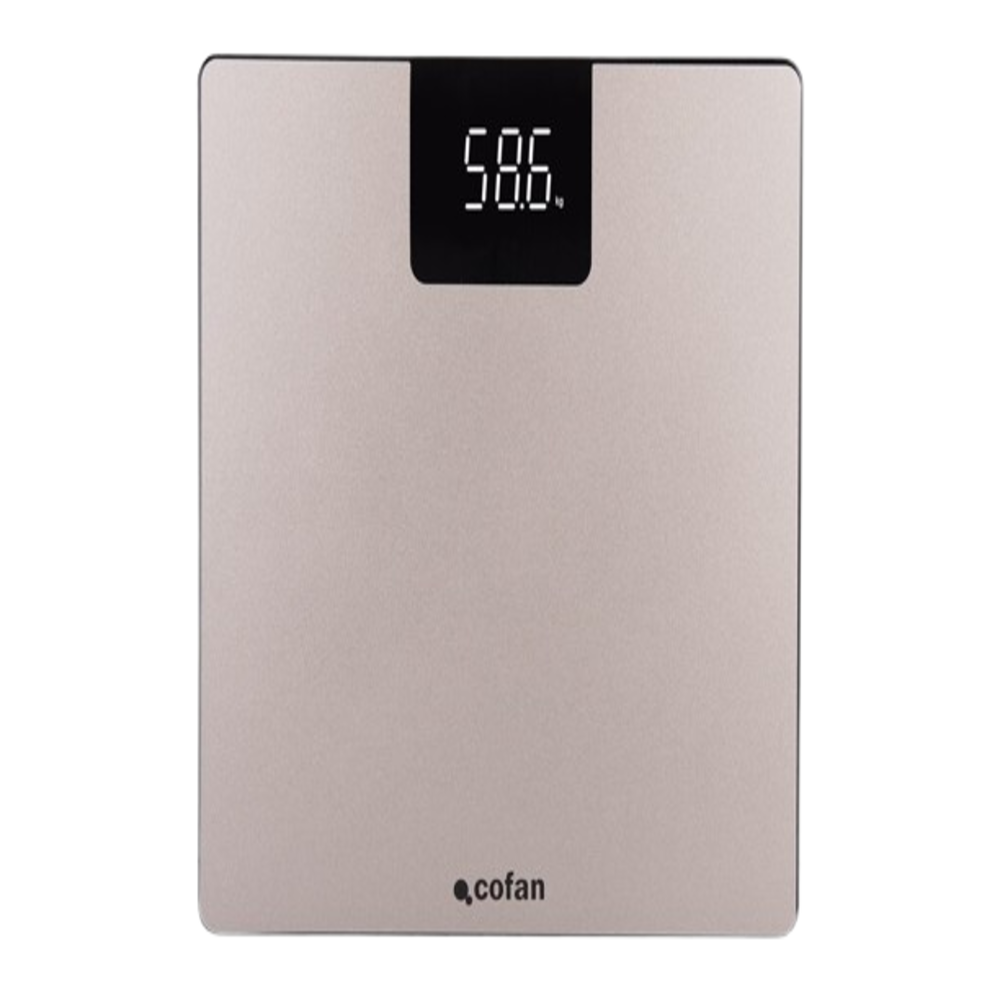 Báscula de Baño Digital Cofan - Plataforma de Vidrio Templado, Pantalla LED y Medición Precisa - Color Piedra