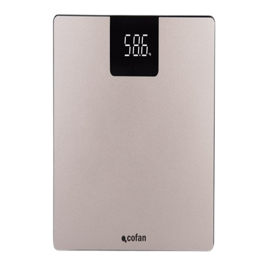 Báscula de Baño Digital Cofan - Plataforma de Vidrio Templado, Pantalla LED y Medición Precisa - Color Piedra