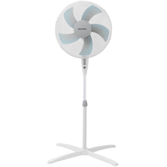 Ventilador de Pie FAN-165X Blanco 50W con Base en X - Ventilador Oscilante de Altura Ajustable para el Hogar