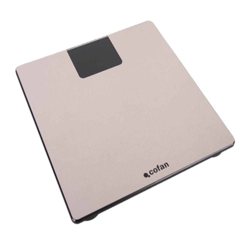 Báscula de Baño Digital Cofan - Plataforma de Vidrio Templado, Pantalla LED y Medición Precisa - Color Piedra