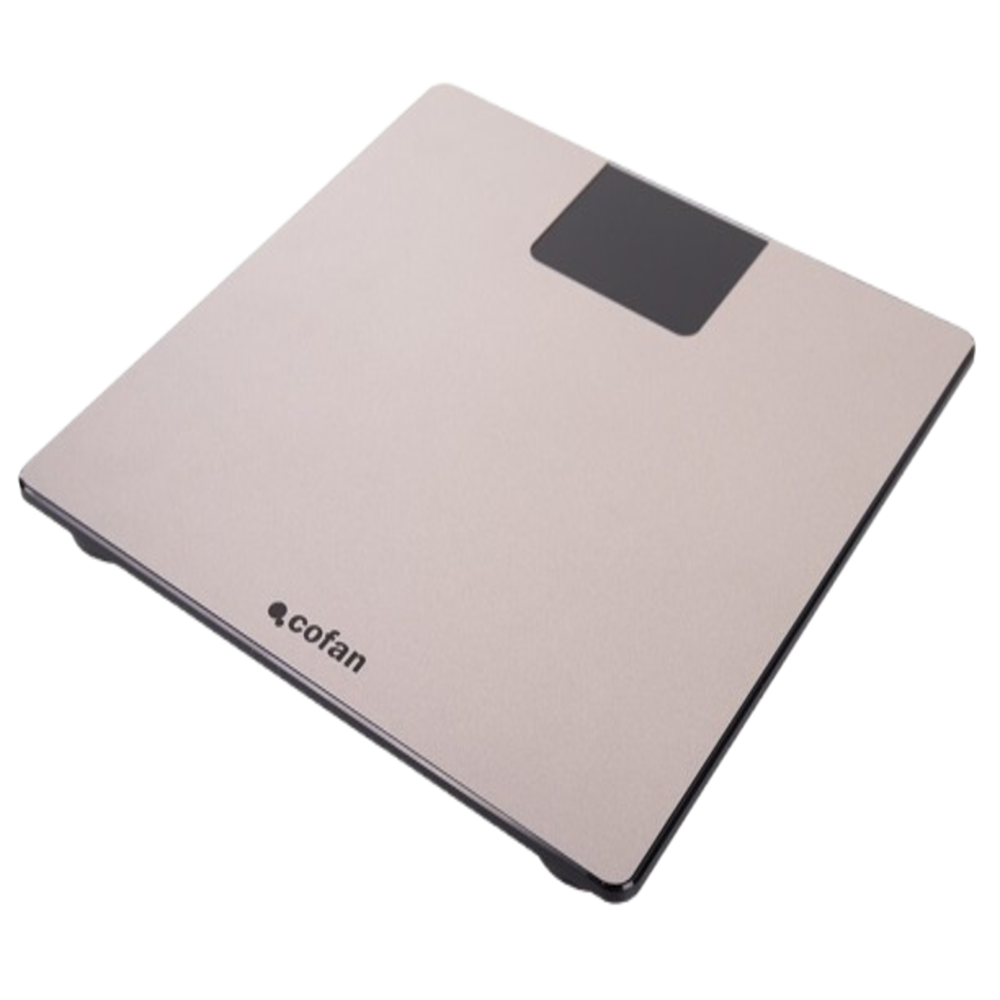 Báscula de Baño Digital Cofan - Plataforma de Vidrio Templado, Pantalla LED y Medición Precisa - Color Piedra